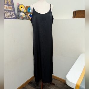 Auden Black Satin Slip Dress